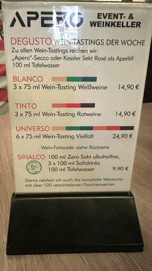 Tasting-Möglichkeiten auf der Karte